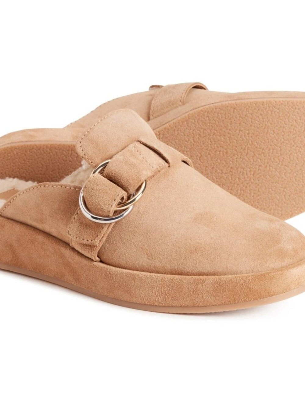 DV Dolce Vita Astor Slip-on Shoes in Desert Suede Fur Lined Platform Clog NIB